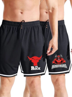 Culish Trend Printed Men Black Gym Shorts