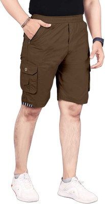 VASUDI Solid Men Brown Regular Shorts, Beach Shorts