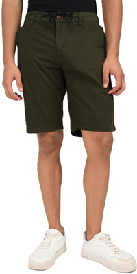 Mechanic Solid Men Green Chino Shorts, Cargo Shorts
