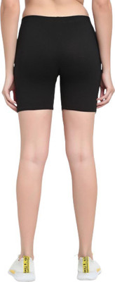Wemyc Solid Women Black Regular Shorts