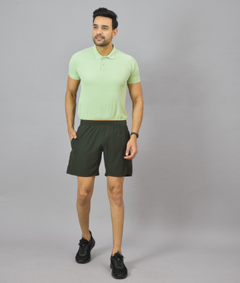 SPORLIFES Self Design Men Dark Green Sports Shorts