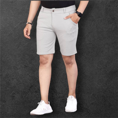 LAPATACLUB Solid Men Silver Sports Shorts