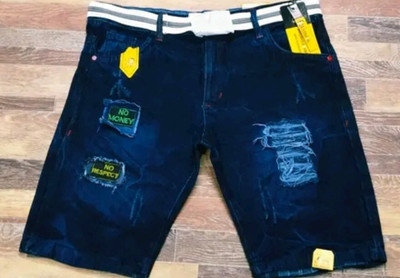 PHYASANA Printed Men Denim Blue Denim Shorts