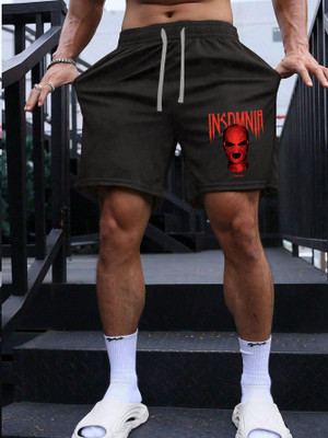 Manlino Graphic Print Men Black Basic Shorts
