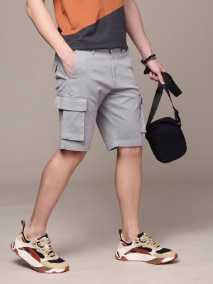 Roadster Solid Men Grey Cargo Shorts