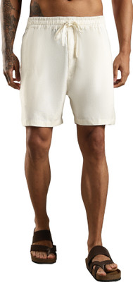 NUVE Solid Men White Regular Shorts