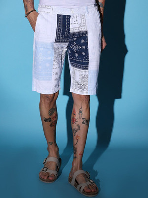 The Indian Garage Co. Printed Men Light Blue Casual Shorts