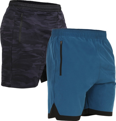never lose Self Design Men Black, Blue Running Shorts
