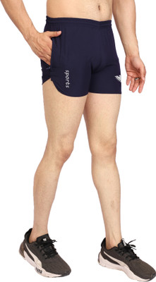 AMSHA Solid Men Dark Blue Running Shorts