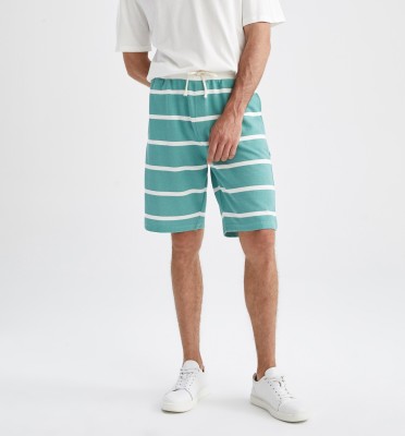 defacto Striped Men Green Swim Shorts