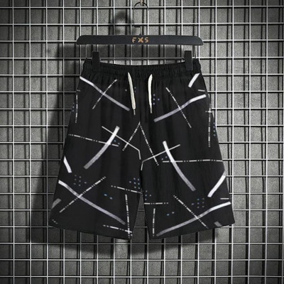 Try This Printed Men Black Regular Shorts