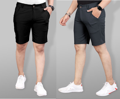 INDICLUB Solid Men Black, Grey Sports Shorts