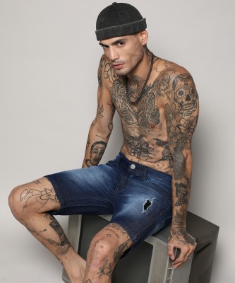 CAMPUS SUTRA Solid Men Denim Blue Denim Shorts