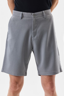 Snitch Solid Men Grey Casual Shorts