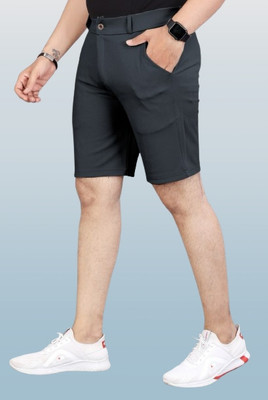 LAPATACLUB Solid Men Grey Casual Shorts