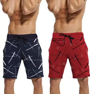 Try This Printed Men Blue, White, Red Regular Shorts