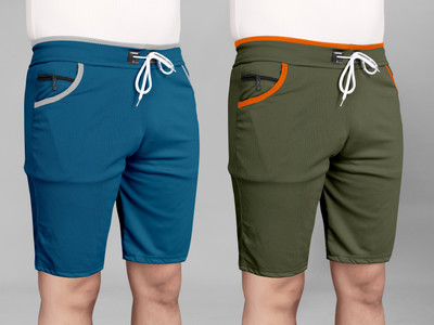 DARSHAN CREATION Solid Men Light Blue, Green Sports Shorts