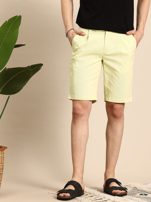 Mast & Harbour Solid Men Green Regular Shorts