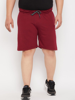 Adobe Solid Men Maroon Regular Shorts