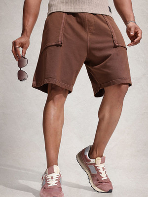 WROGN Solid Men Brown Regular Shorts