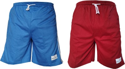 100LUCK Solid Men Blue, Red Bermuda Shorts