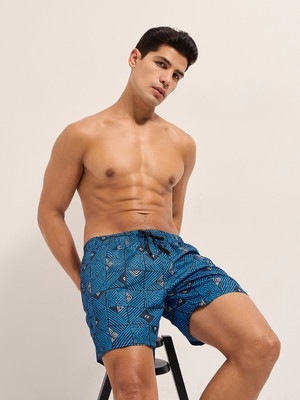 THE BEAR HOUSE Printed Men Blue Swim Shorts