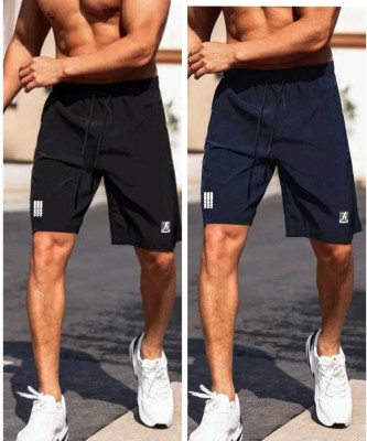 Af Gallery Solid Men Black, Blue Regular Shorts