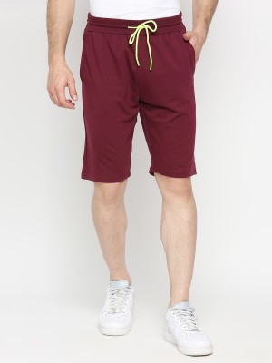 UnderJeans by Spykar Solid Men Maroon Sports Shorts