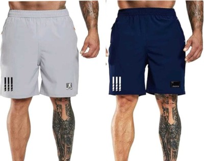 Af Gallery Solid Men Blue, Grey Regular Shorts