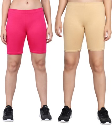 NGT Solid Women Pink, Beige Cycling Shorts