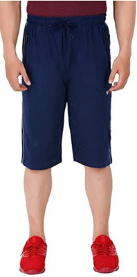 JEFFY Solid Men Blue Casual Shorts