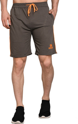 Burdy Solid Men Grey Sports Shorts