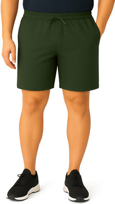 Paridhan Fabrics Solid Men & Women Green Gym Shorts, Regular Shorts, Casual Shorts, Sports Shorts, Night Shorts