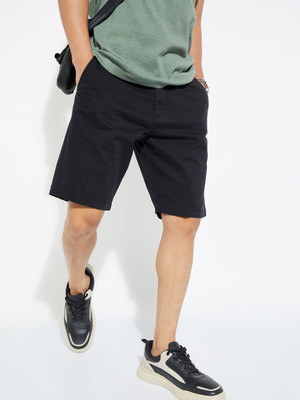 MAX Solid Men Black Basic Shorts