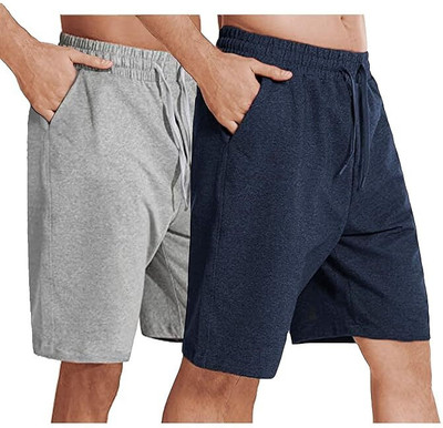 Peach Blossom Solid Men Dark Blue Casual Shorts