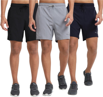 MANAAC Solid Men Multicolor Basic Shorts