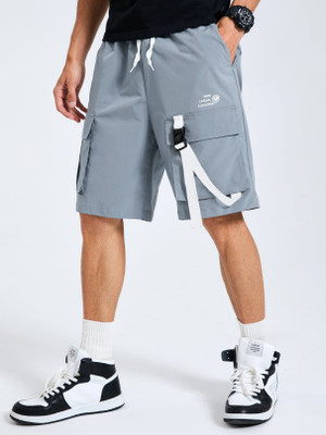 HVBK Solid Men Grey Basic Shorts