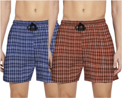 WOXO Checkered Men Blue, Red Boxer Shorts