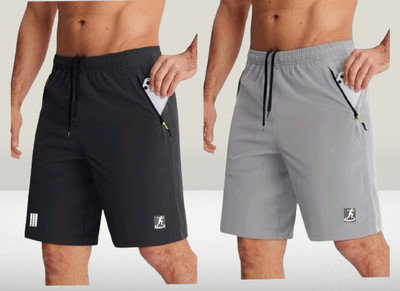 Af Gallery Solid Men Black, Grey Regular Shorts