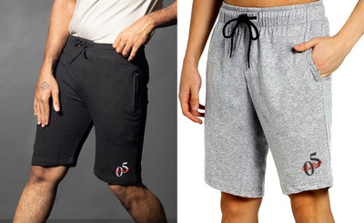 Moda Rapido Solid Men Black, Silver Regular Shorts