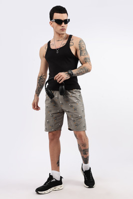 24 Street Printed Men Grey Gym Shorts, Cycling Shorts, Boxer Shorts, Bermuda Shorts