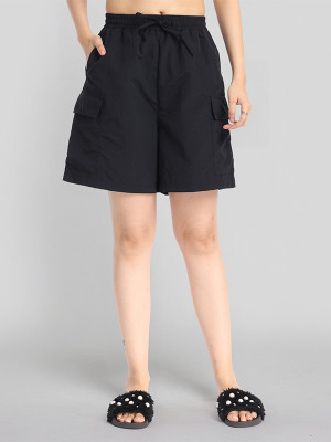 Tokyo Talkies Solid Women Black Cargo Shorts