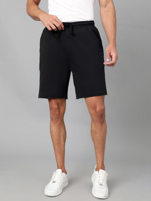 KOTTY Solid Men Black Casual Shorts