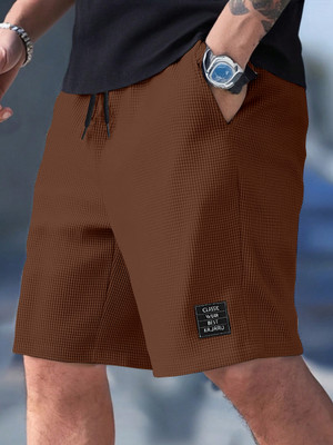 KAJARU Solid Men Brown Regular Shorts