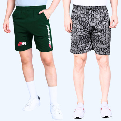 tthe dreams Printed Men Grey, Dark Green Regular Shorts