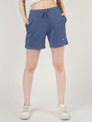 NEXSUS APPARELS Solid Women Blue Casual Shorts