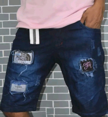 RCS Self Design Men Denim Blue Denim Shorts
