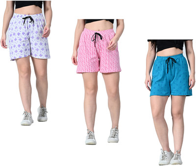 Indistar Printed Women Multicolor Regular Shorts