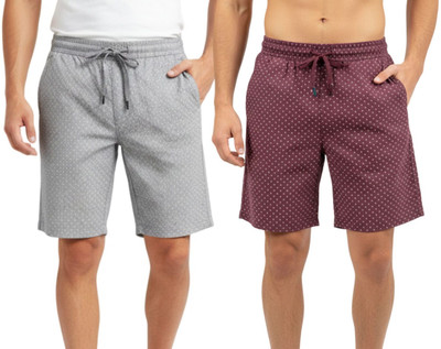 TCI Printed Men Grey, Red Bermuda Shorts