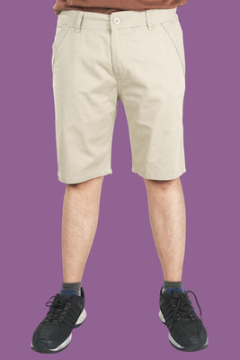 PUBHIZA Solid Men White Chino Shorts